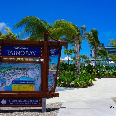 Welcome sign at Taino Bay port Puerto Plata